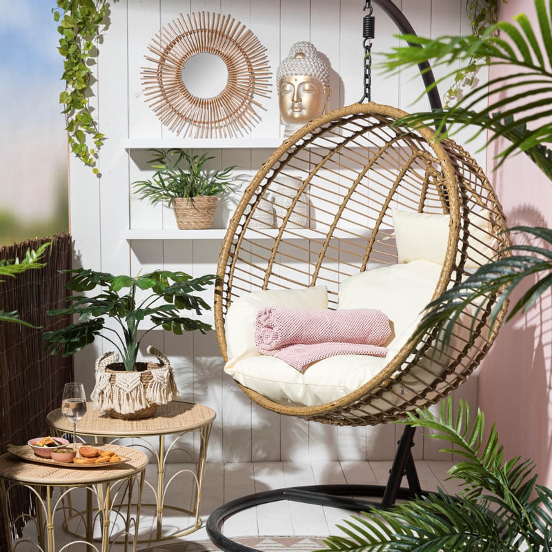 Zonnespiegel met rotan rand - ø55 cm 