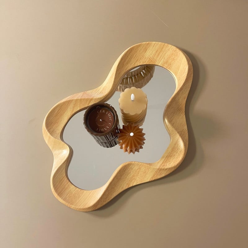 Spiegel gegolfd - bruin - 36x49.5 cm