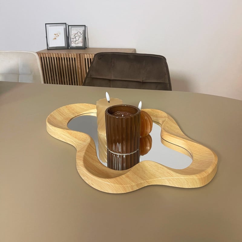 Spiegel gegolfd - bruin - 36x49.5 cm