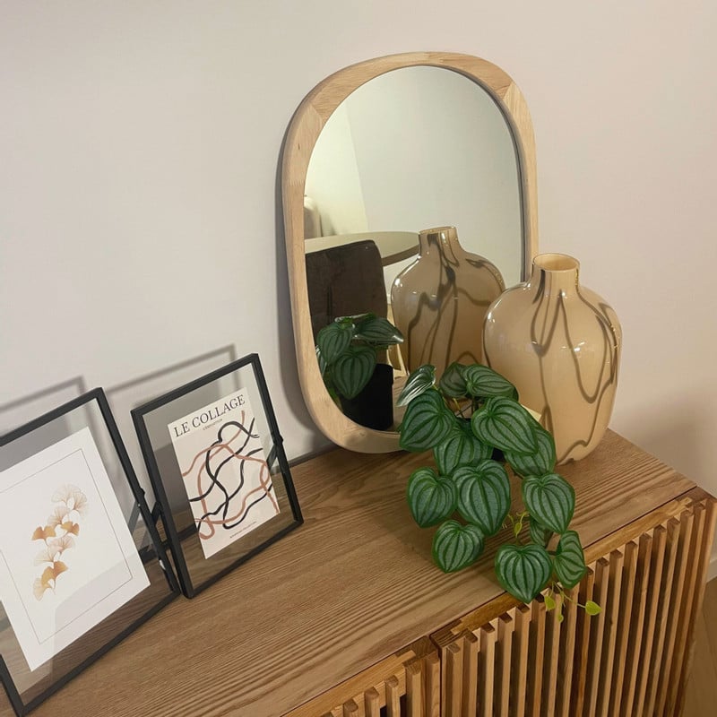 Spiegel ovaal - bruin - 37x50 cm