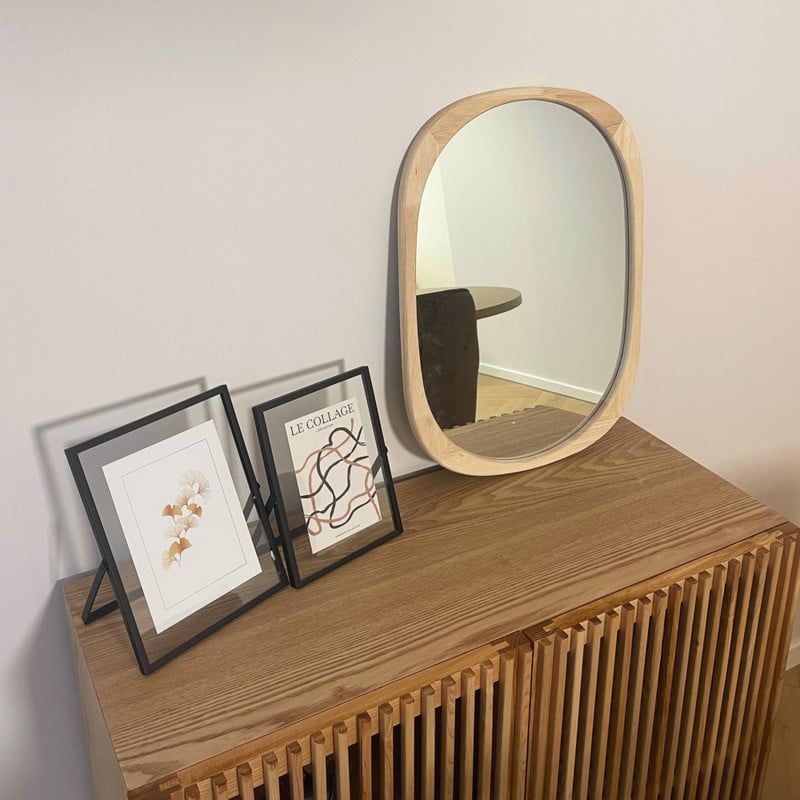 Spiegel ovaal - bruin - 37x50 cm