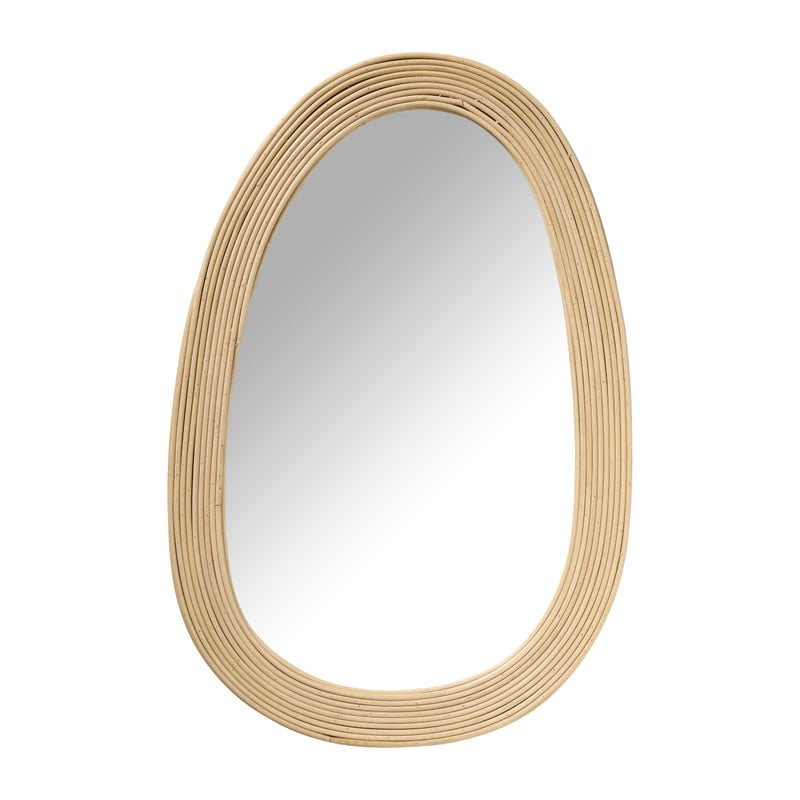 Spiegel rotan lijnen - beige - 33x50 cm