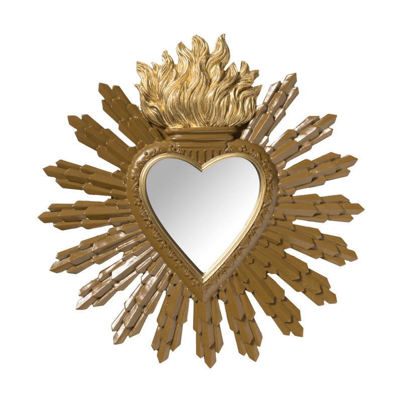 Spiegel hart - bruin/goud - 28x27 cm
