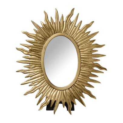 Spiegel zon ovaal - goud - 31x27 cm