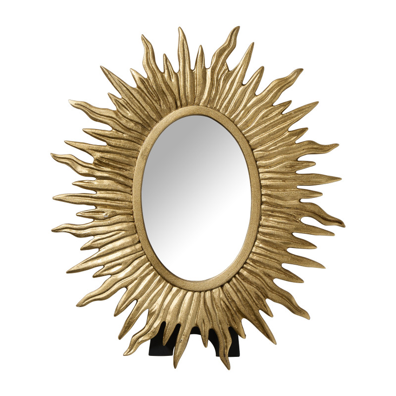 Spiegel zon ovaal - goud - 31x27 cm