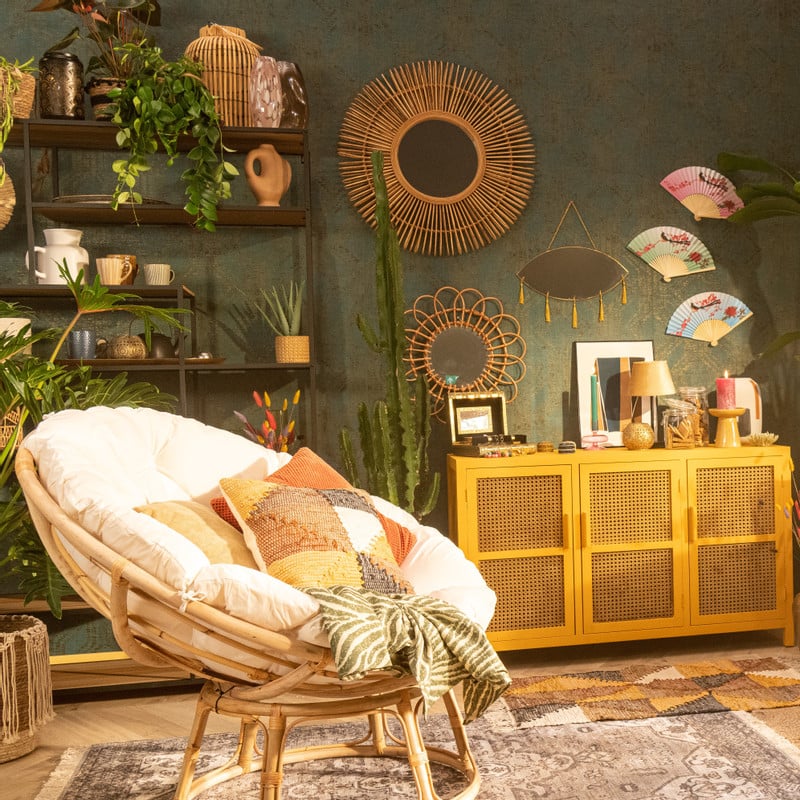 Zonnespiegel bamboe rand - ⌀70 cm 