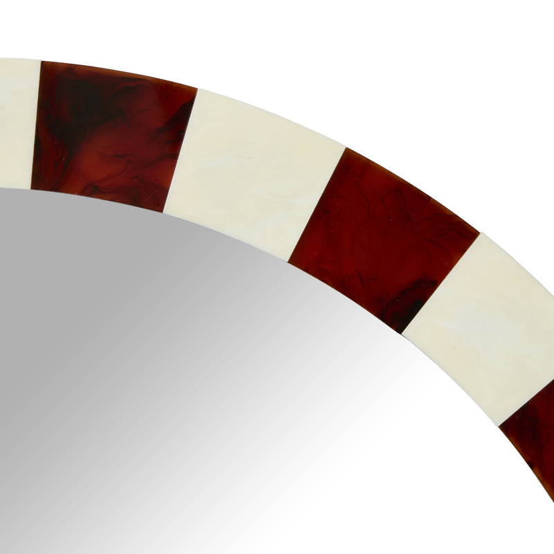 Spiegel streep acryl - bruin/beige - ø50 cm