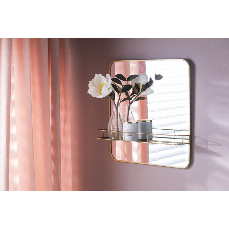 Spiegel met plankje - goud - 40x10x43 cm