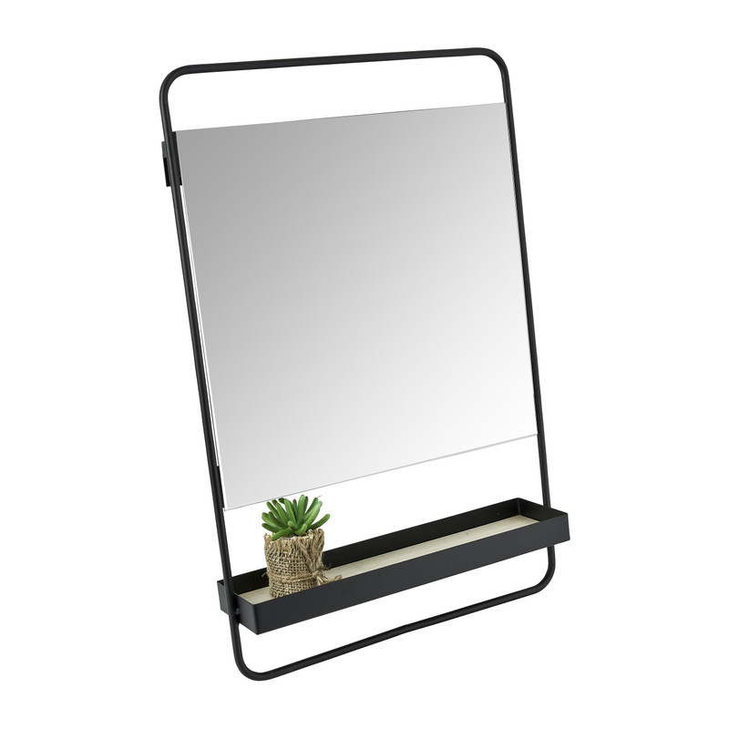 Spiegel metaal met plankje - 58x38x9 cm