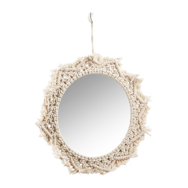 Spiegel met macrame rand - ø36 cm