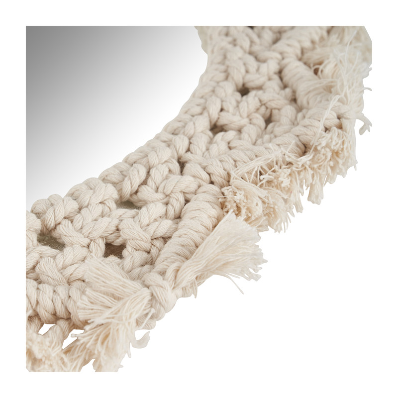 Spiegel met macrame rand - ø36 cm
