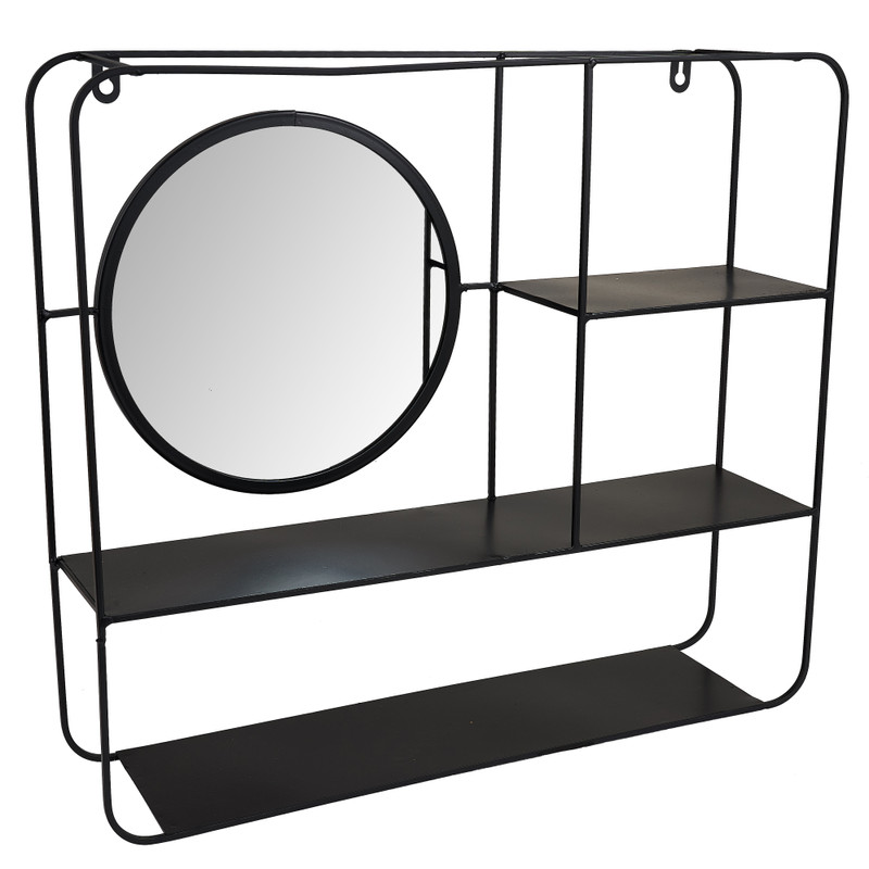 Wandkastje met spiegel - zwart - 50x45x12 cm