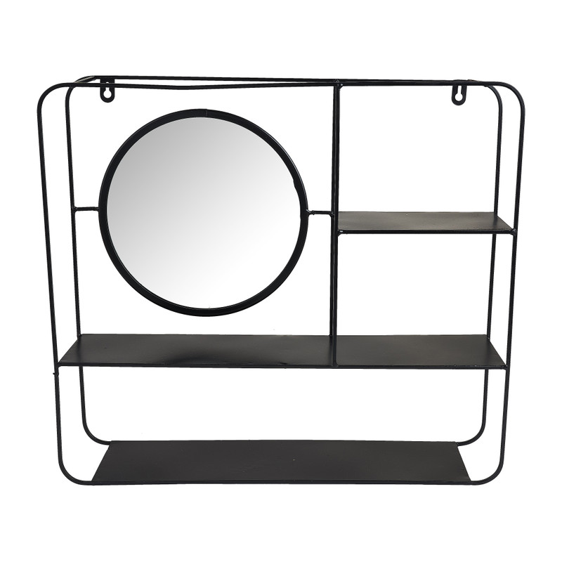 Wandkastje met spiegel - zwart - 50x45x12 cm