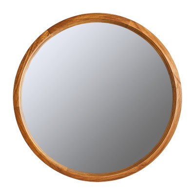Eigenlijk hart hooi Spiegel rond met houten lijst - bruin - ø76 cm | Xenos