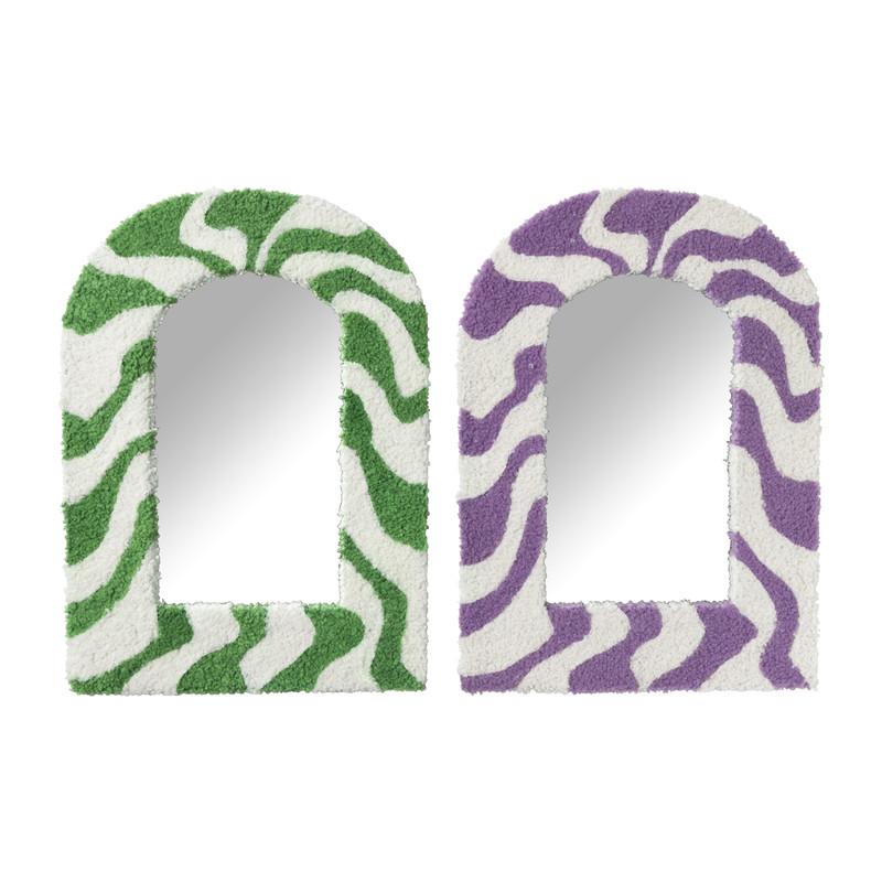 Spiegel Nagano ronde top - lila/wit - 37x27.5 cm