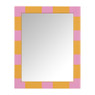 Spiegel geblokt rechthoek - roze/oranje - 30x24 cm