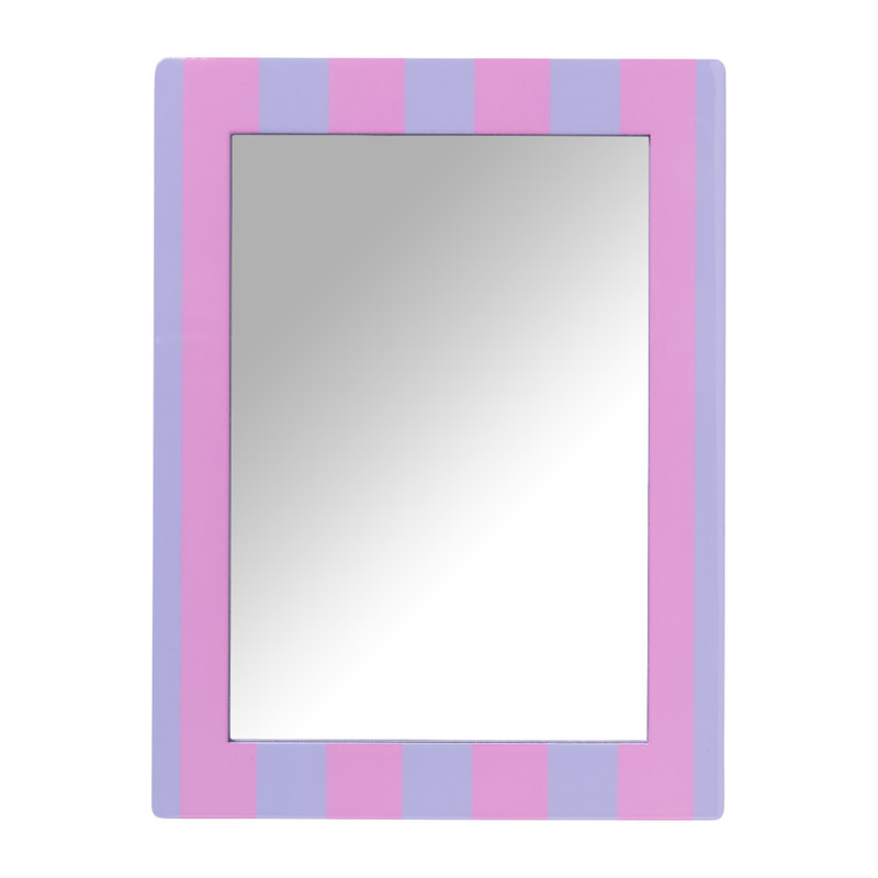 Spiegel gestreept rechthoek - paars/roze - 40x30 cm