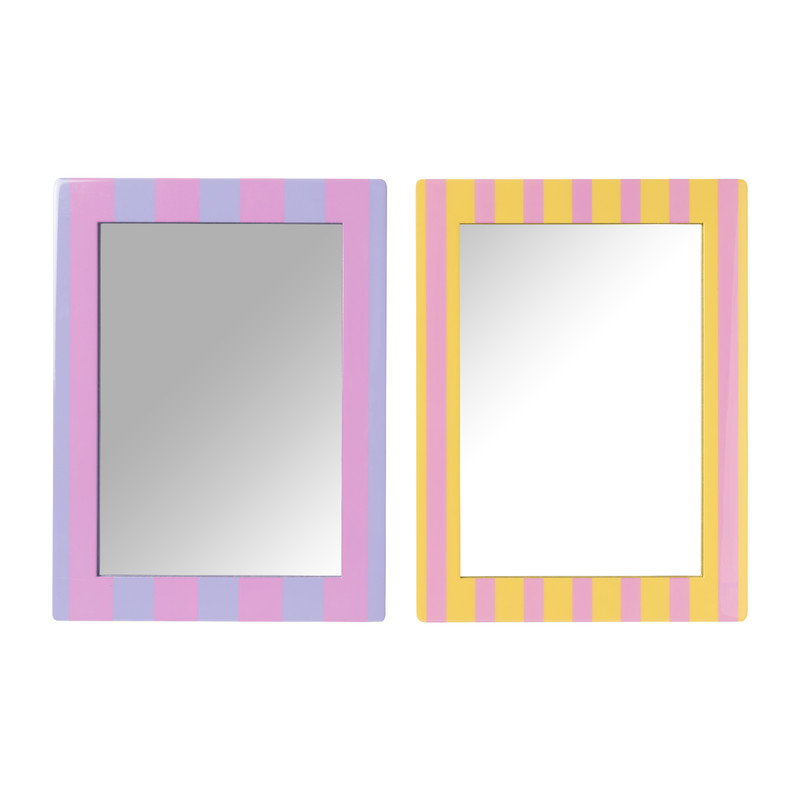 Spiegel gestreept rechthoek - paars/roze - 40x30 cm