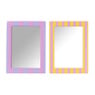 Spiegel gestreept rechthoek - paars/roze - 40x30 cm