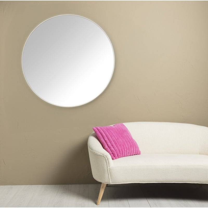 Ronde spiegel met beige lijst - ø60 cm