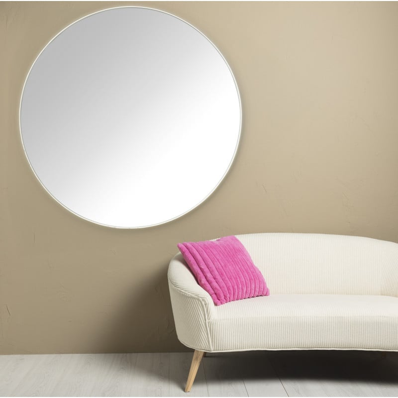 Ronde spiegel met beige lijst - ø80 cm