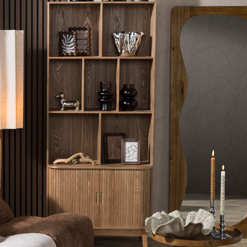 Passpiegel wave acaciahout - bruin - 168x70 cm