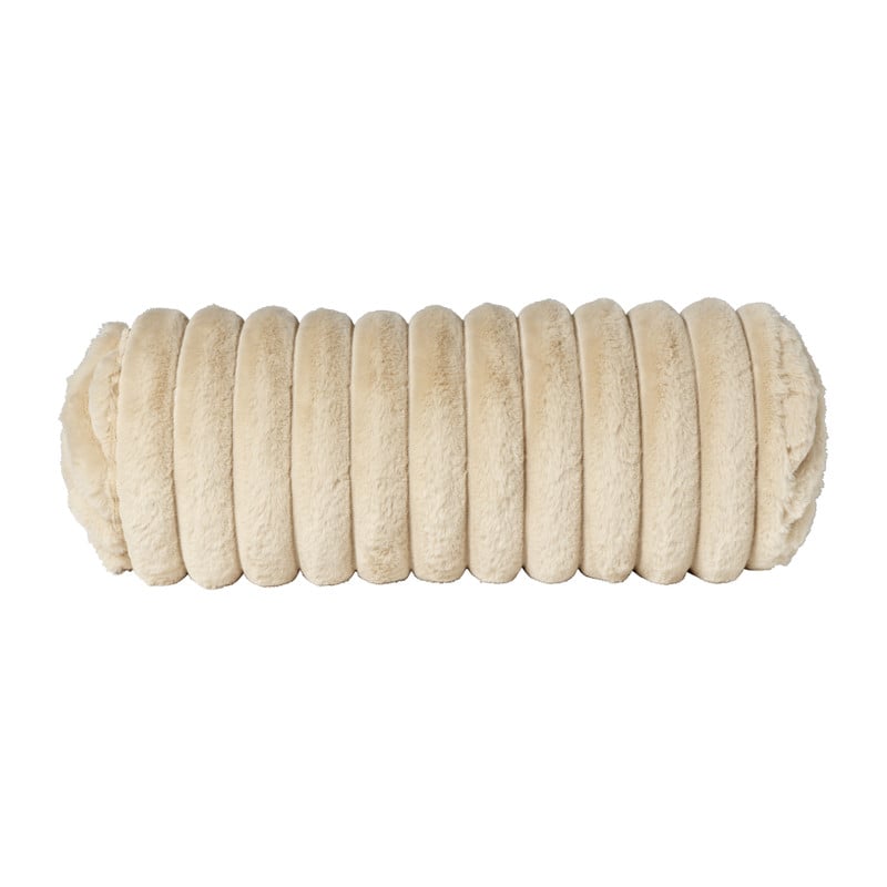 Bolster kussen rib - beige - ø15x45 cm