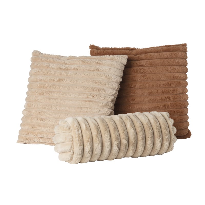 Bolster kussen rib - beige - ø15x45 cm