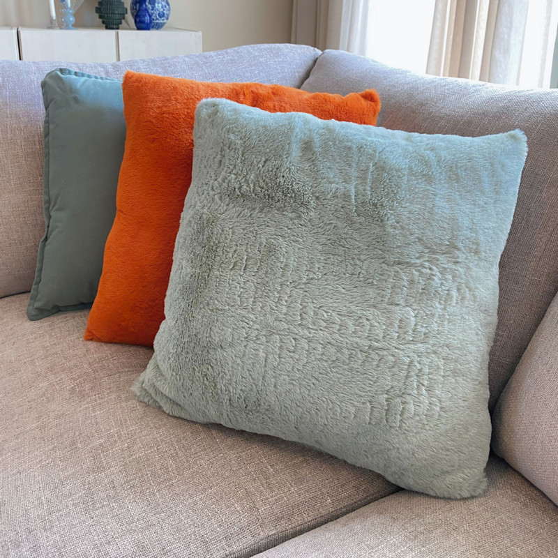 Kussen vacht - oranje - 45x45 cm