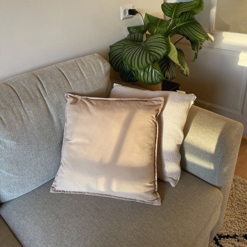 Kussen velvet - beige - 45x45 cm