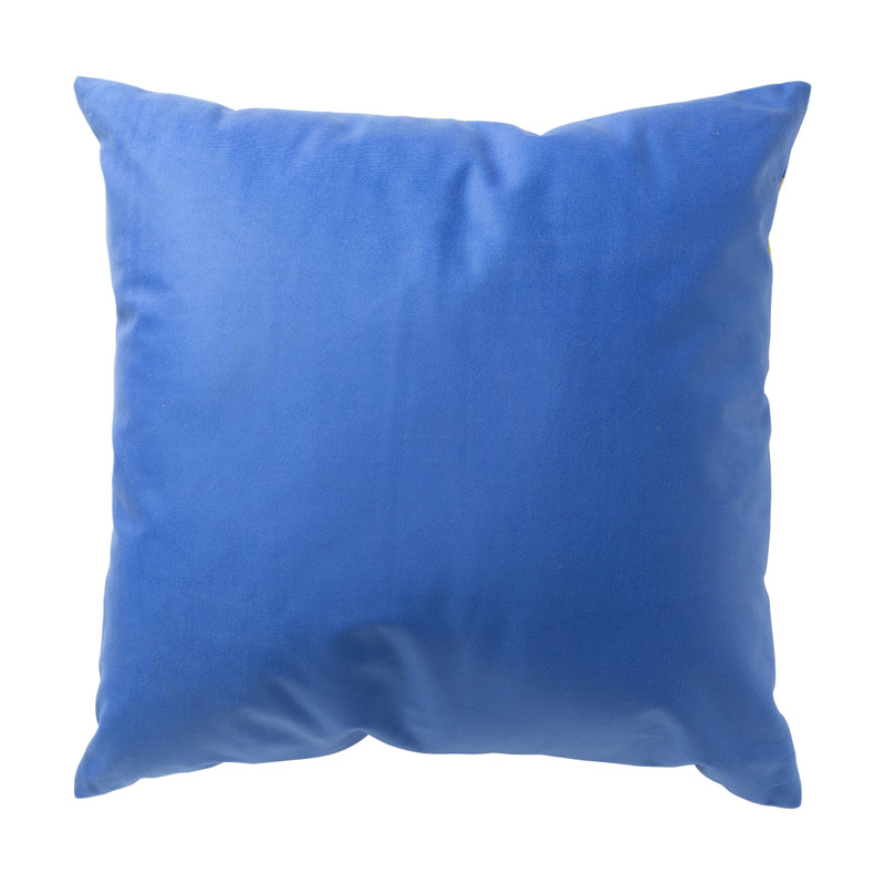 Kussen geblokt - geel/blauw - 45x45 cm