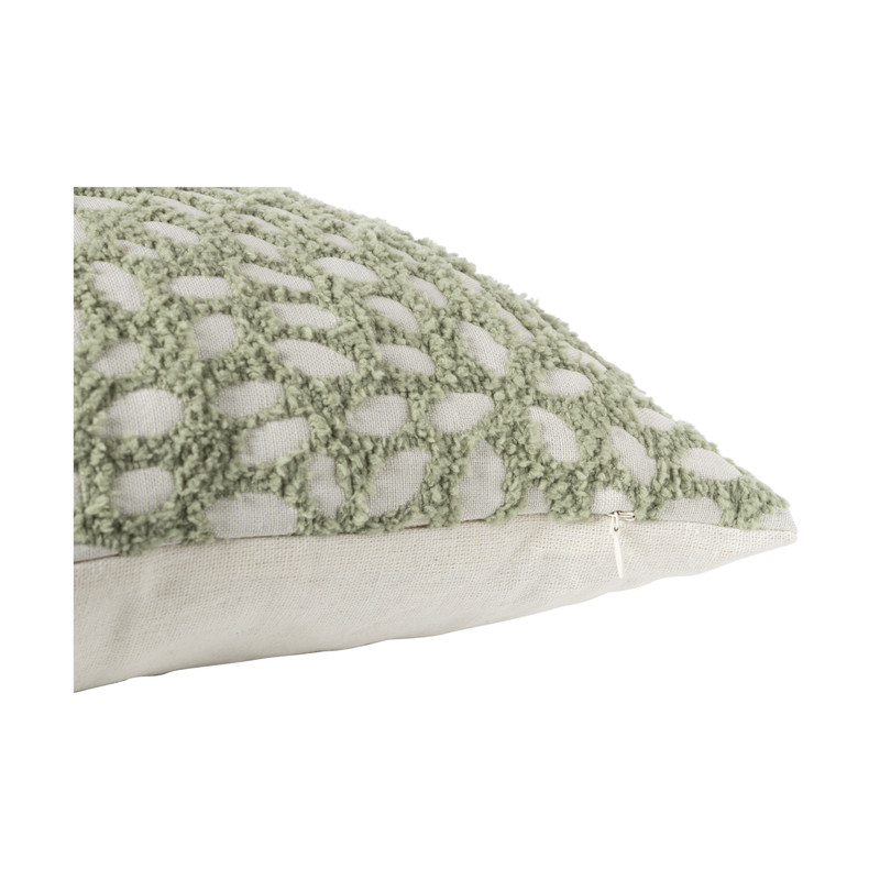 Kussen jacquard - wit/groen - 30x50 cm