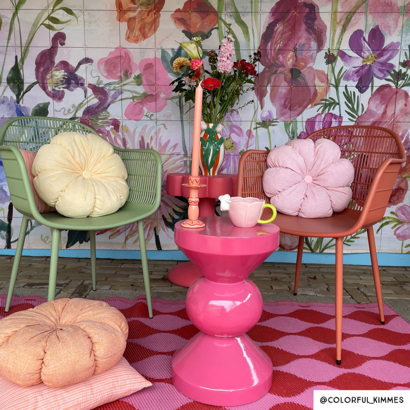 Kussen bloem - geel - ø42 cm