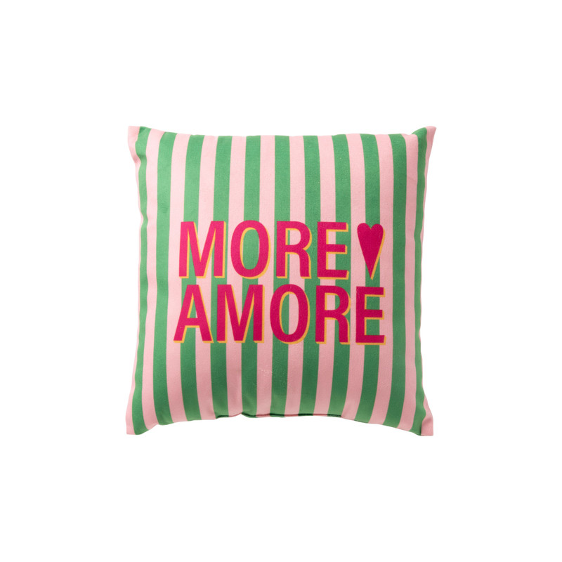 Kussen more amore - groen/roze - 30x30 cm