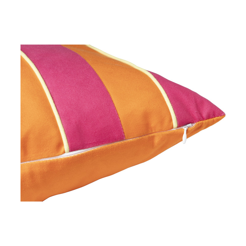Kussen streep - roze/oranje - 45x45 cm