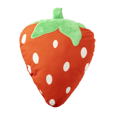 Kussen aardbei - rood/groen - 37x28 cm