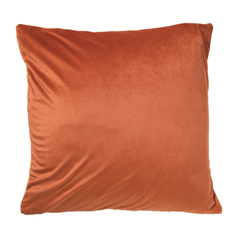 Kussen jacquard bloemen - oranje - 45x45 cm