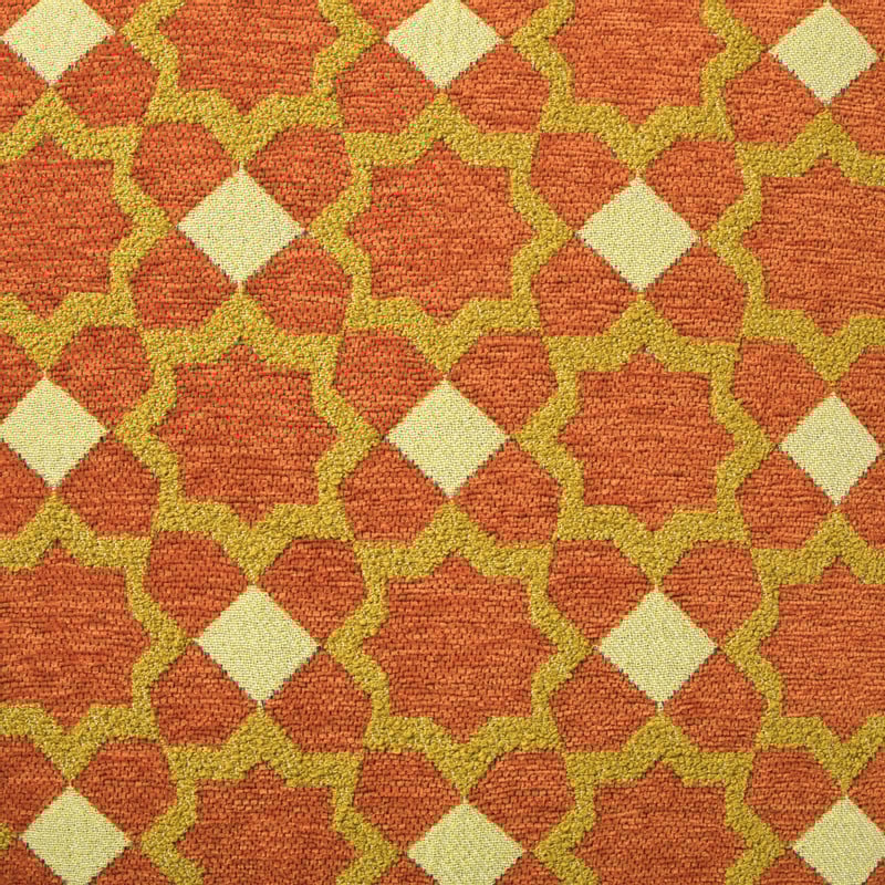 Kussen jacquard bloemen - oranje - 45x45 cm