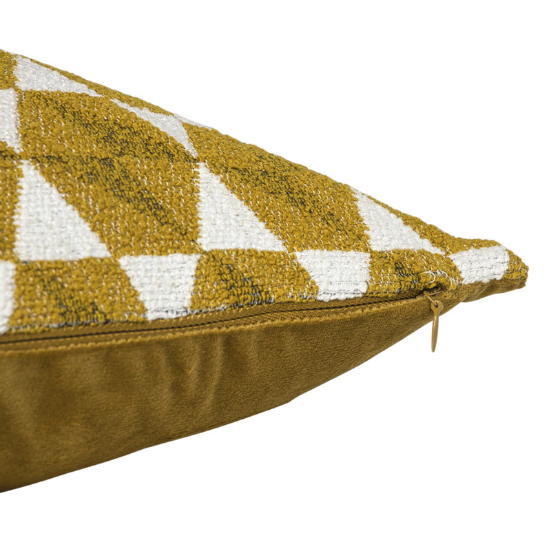 Kussen jacquard driehoek - geel - 45x45 cm