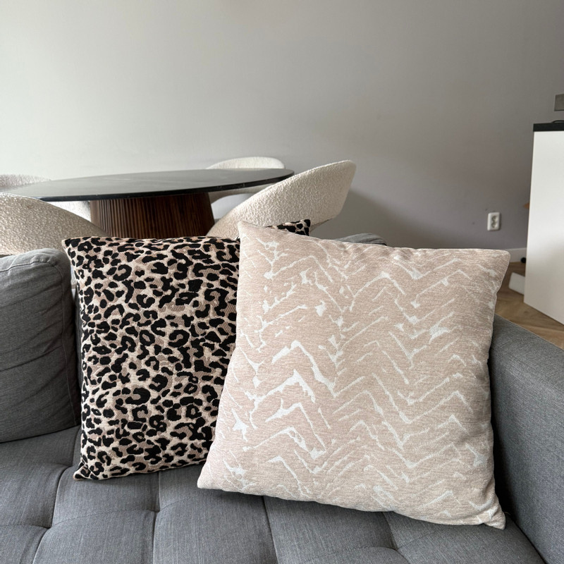 Kussen jacquard zigzag - beige - 45x45 cm