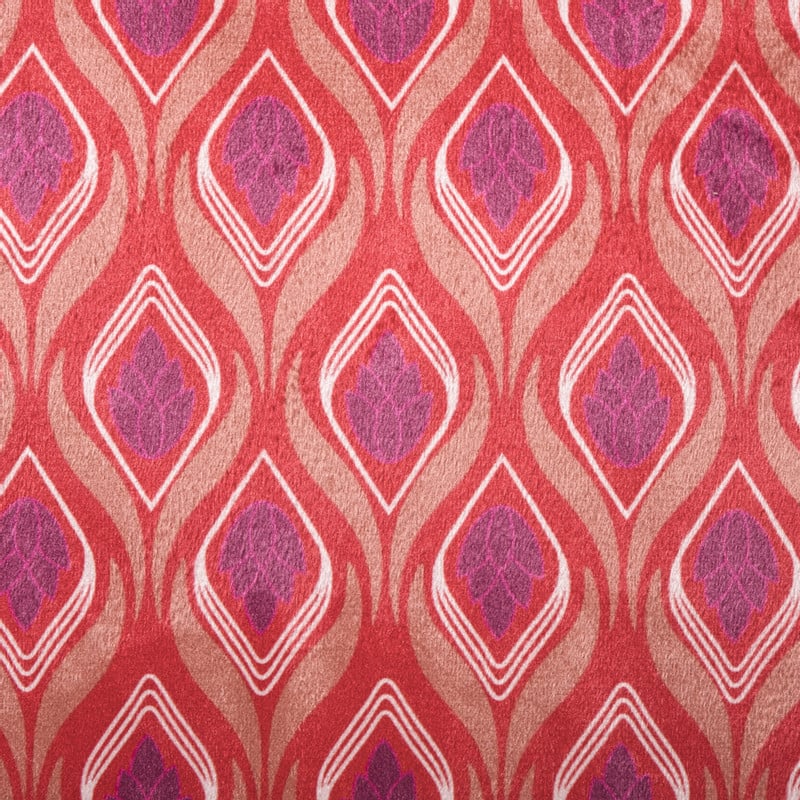 Kussen velvet blad - rood/roze - 45x45 cm