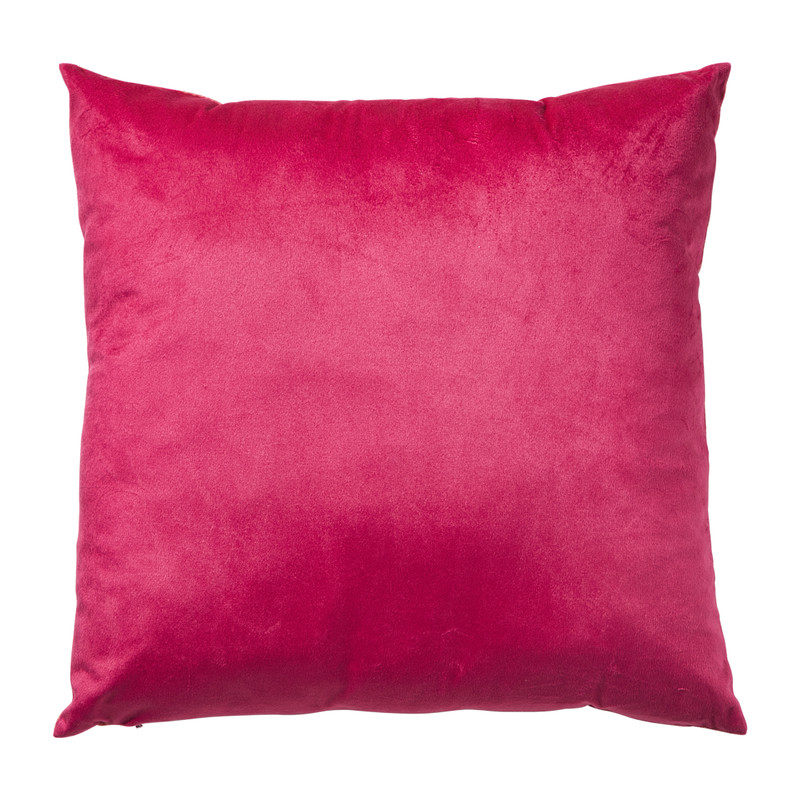 Kussen velvet bloem - rood/roze - 45x45 cm