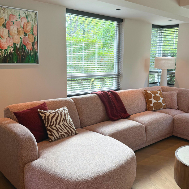 Kussen met blokjes - bordeauxrood - 45x45 cm