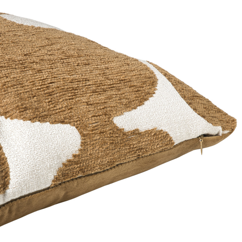Kussen jacquard organisch - bruin/wit - 45x45 cm