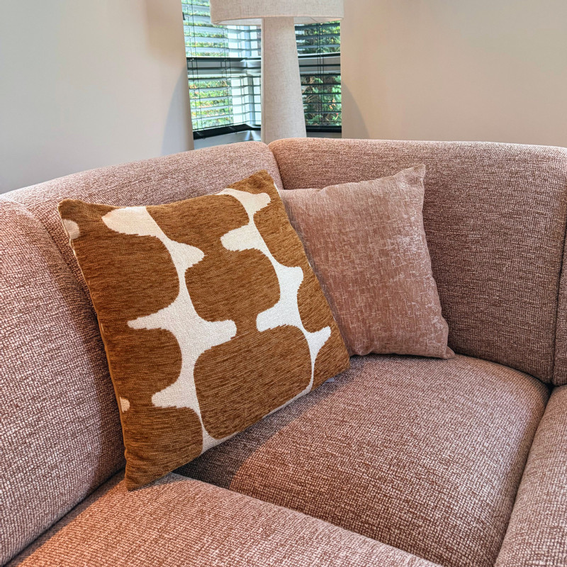 Kussen jacquard organisch - bruin/wit - 45x45 cm