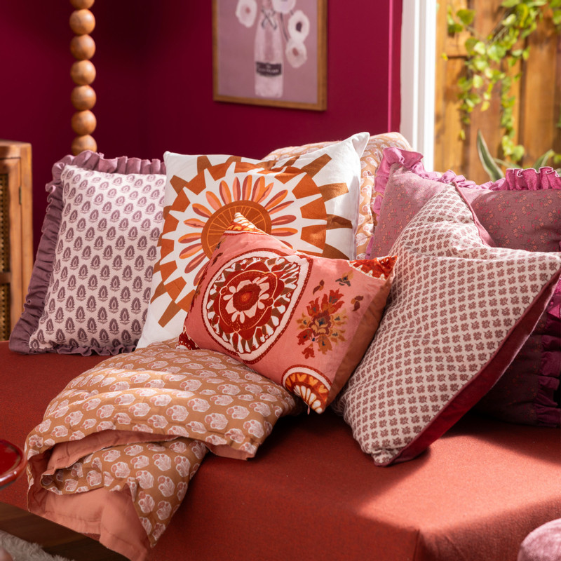 Kussen ruches - roze - 45x45 cm