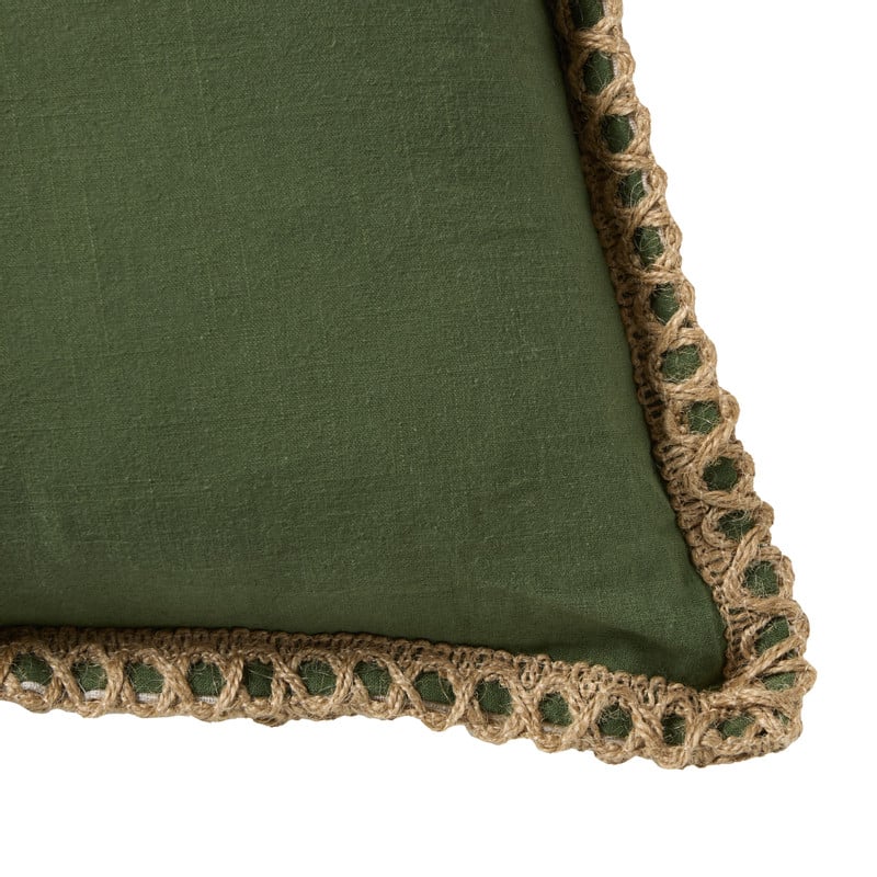 Kussen jute - groen - 45x45 cm