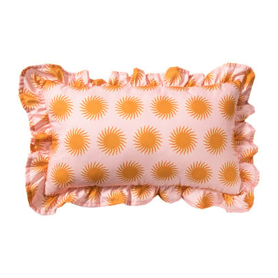 Kussen zonnetjes - roze/oranje - 30x50 cm