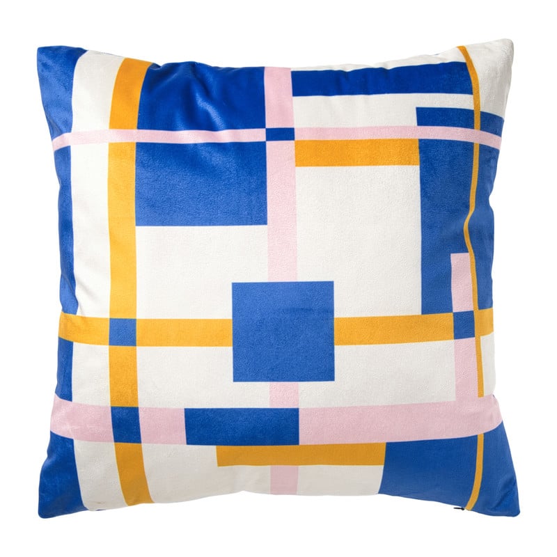 Kussen velvet vlakken - multikleur - 45x45 cm