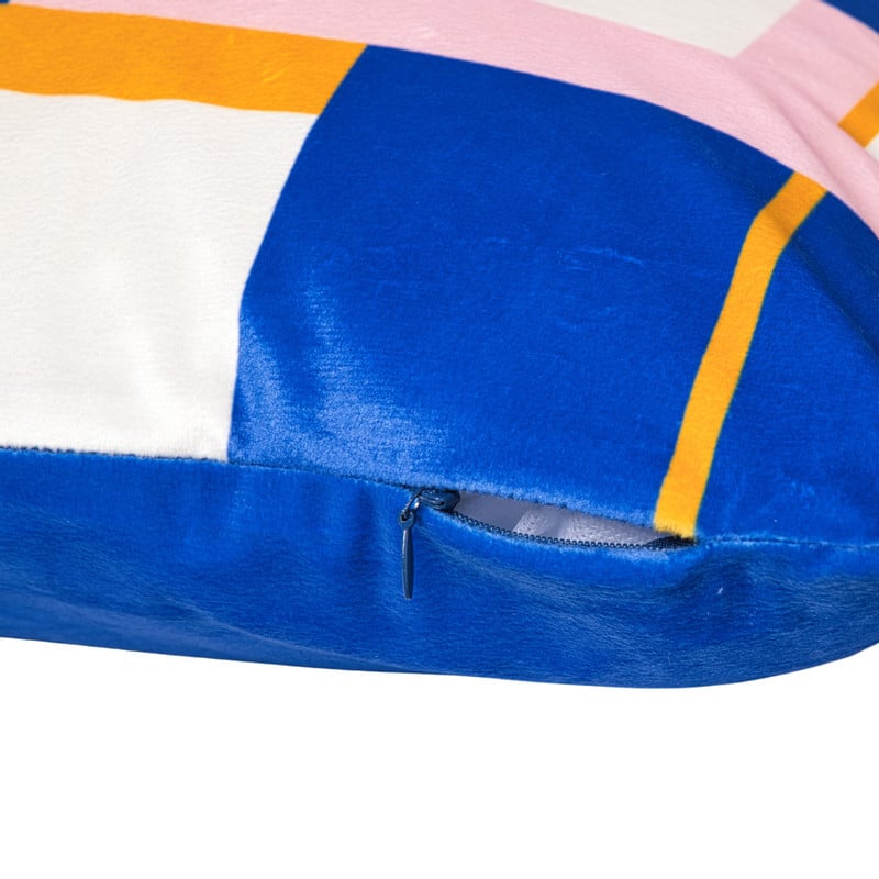 Kussen velvet vlakken - multikleur - 45x45 cm